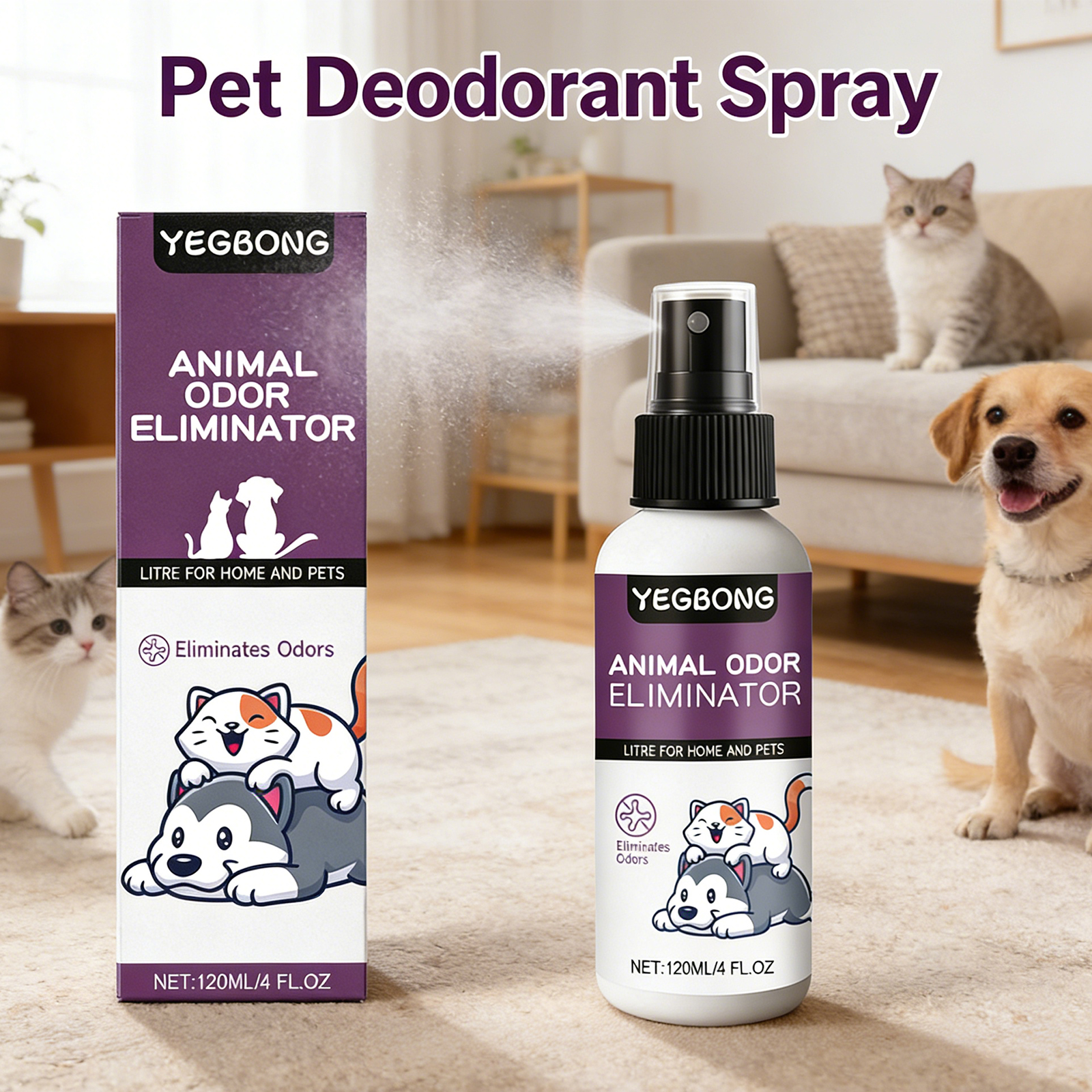 Scent Eliminator Spray - Pet Deodorant Spray Cat Litter Dog
