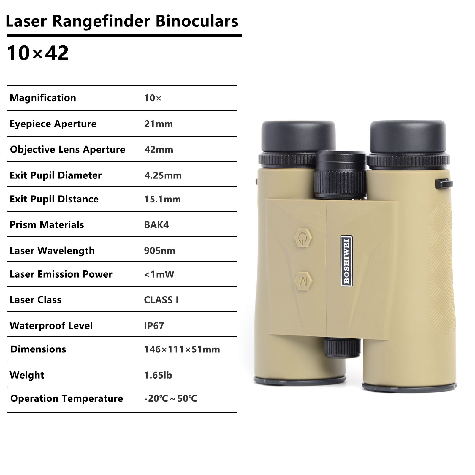 BOSHIWEI 10x42 HD Laser Rangef - Hunting Outdoor Jobs のレビューと価格